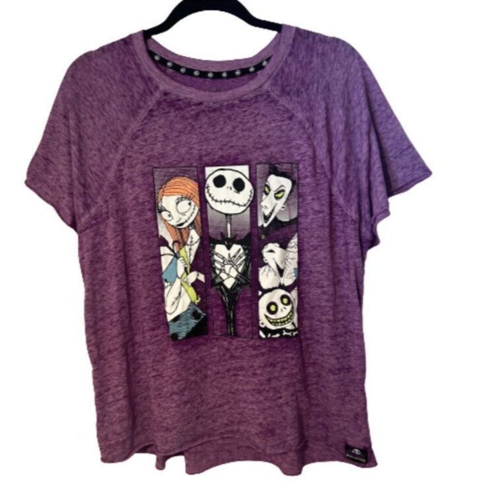 Nightmare Before Christmas T Shirt Womens Medium Purple Burnout Soft Lounge